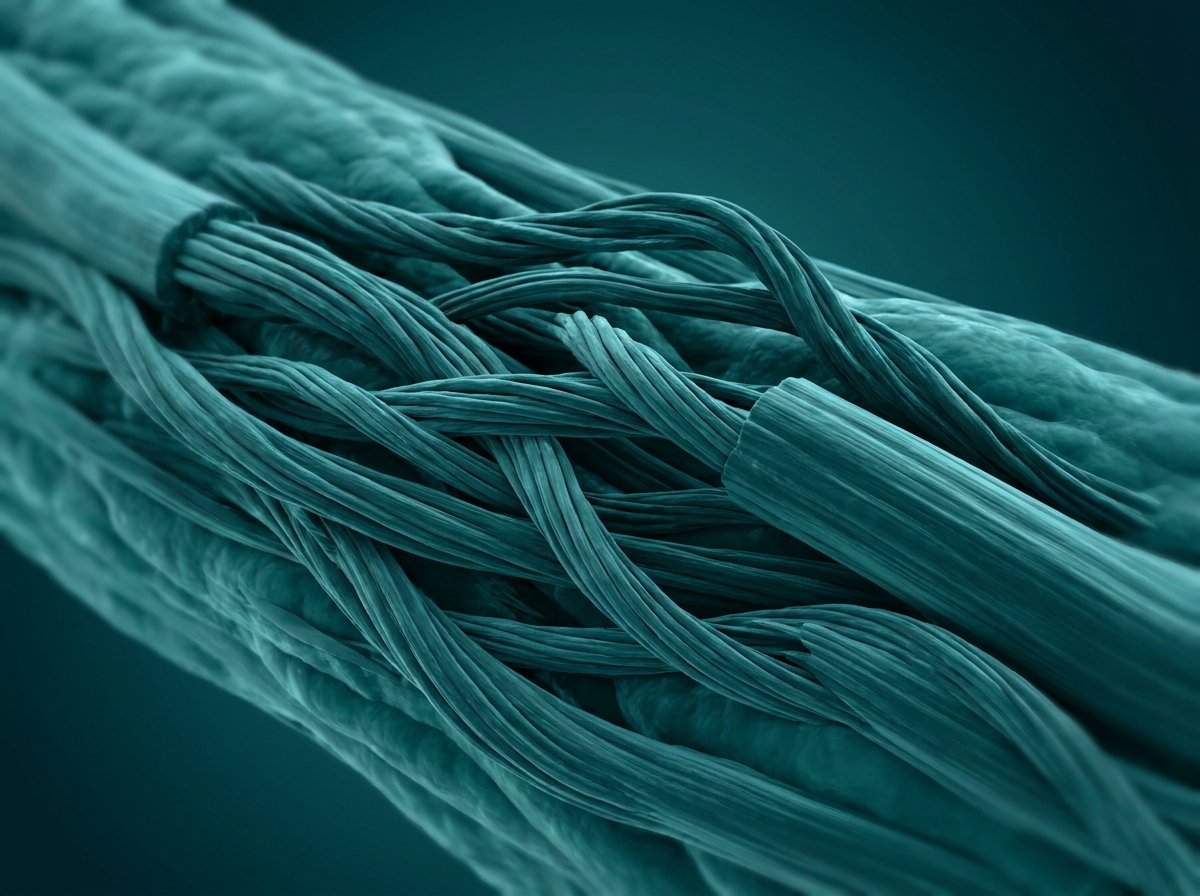 Supporting figure: undefined, illustrating collagen fibers of a tendon knitting back together during repair.