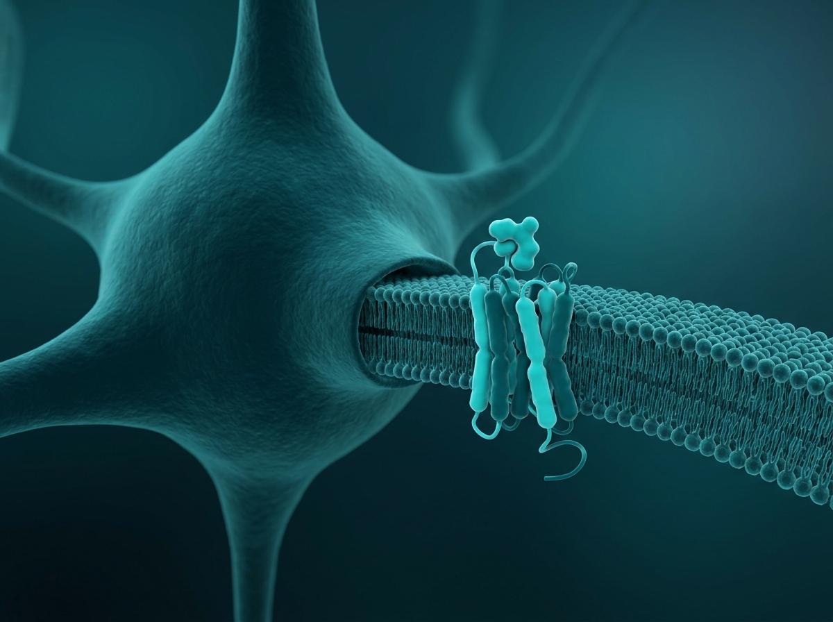 Supporting figure: a GLP-1 receptor on a neuron receiving the incoming hormone signal.