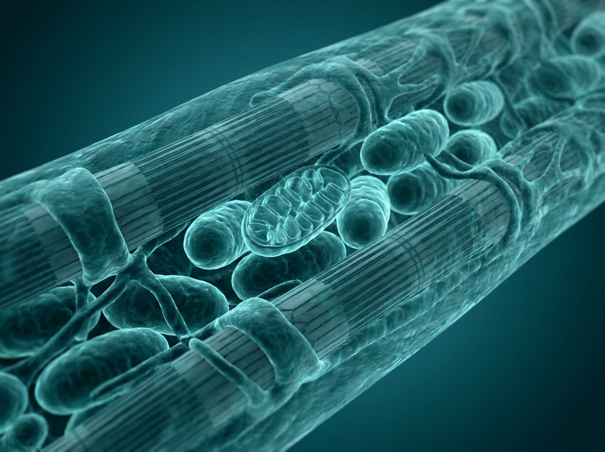 Supporting figure: a muscle cell powered by clustered mitochondria during metabolism.