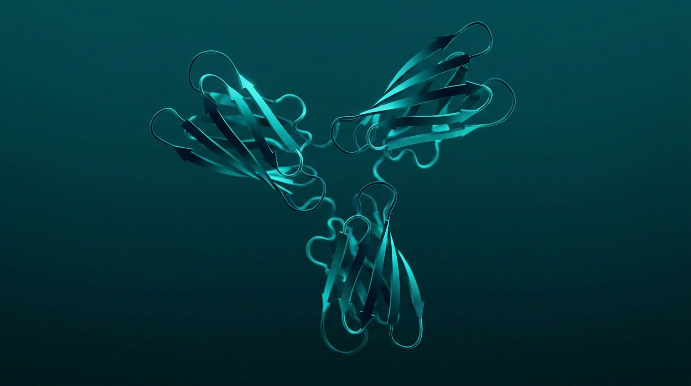 Abstract editorial illustration: undefined, representing a triple-agonist peptide molecule shown as a detailed 3D structure with three binding arms. PeptidePanel teal-and-cream palette.
