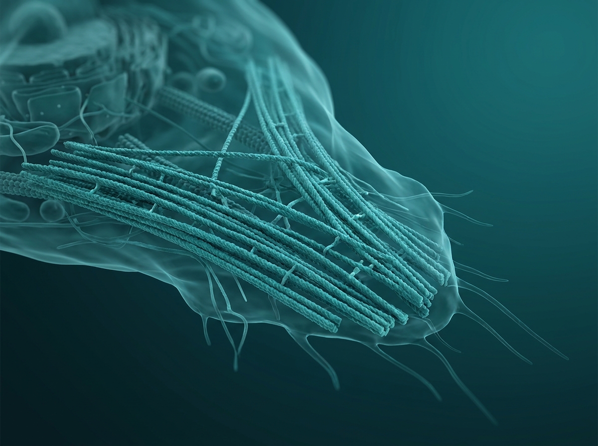 Supporting figure: actin filament bundles inside a migrating cell (cytoskeletal remodeling).