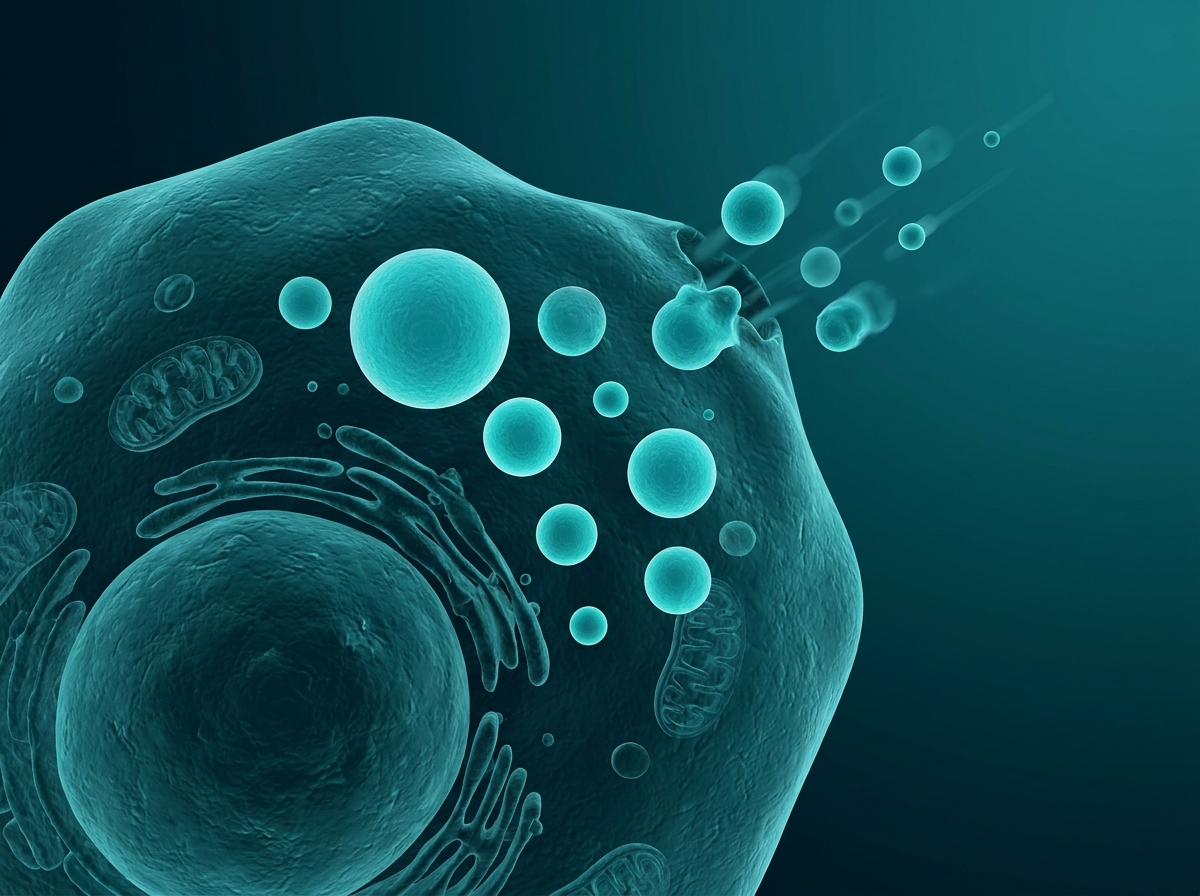 Supporting figure: a liver cell shedding its stored fat droplets.